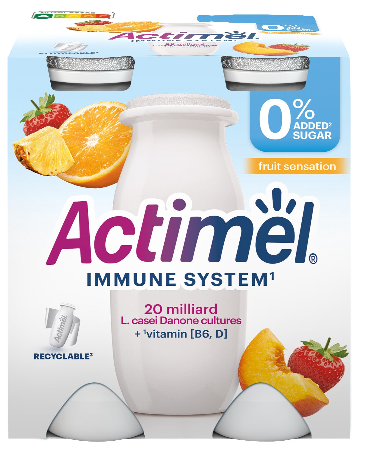 Danone Actimel zsírszegény, előflórás, multifruit joghurtital hozzáadott cukor nélkül (4x100g)