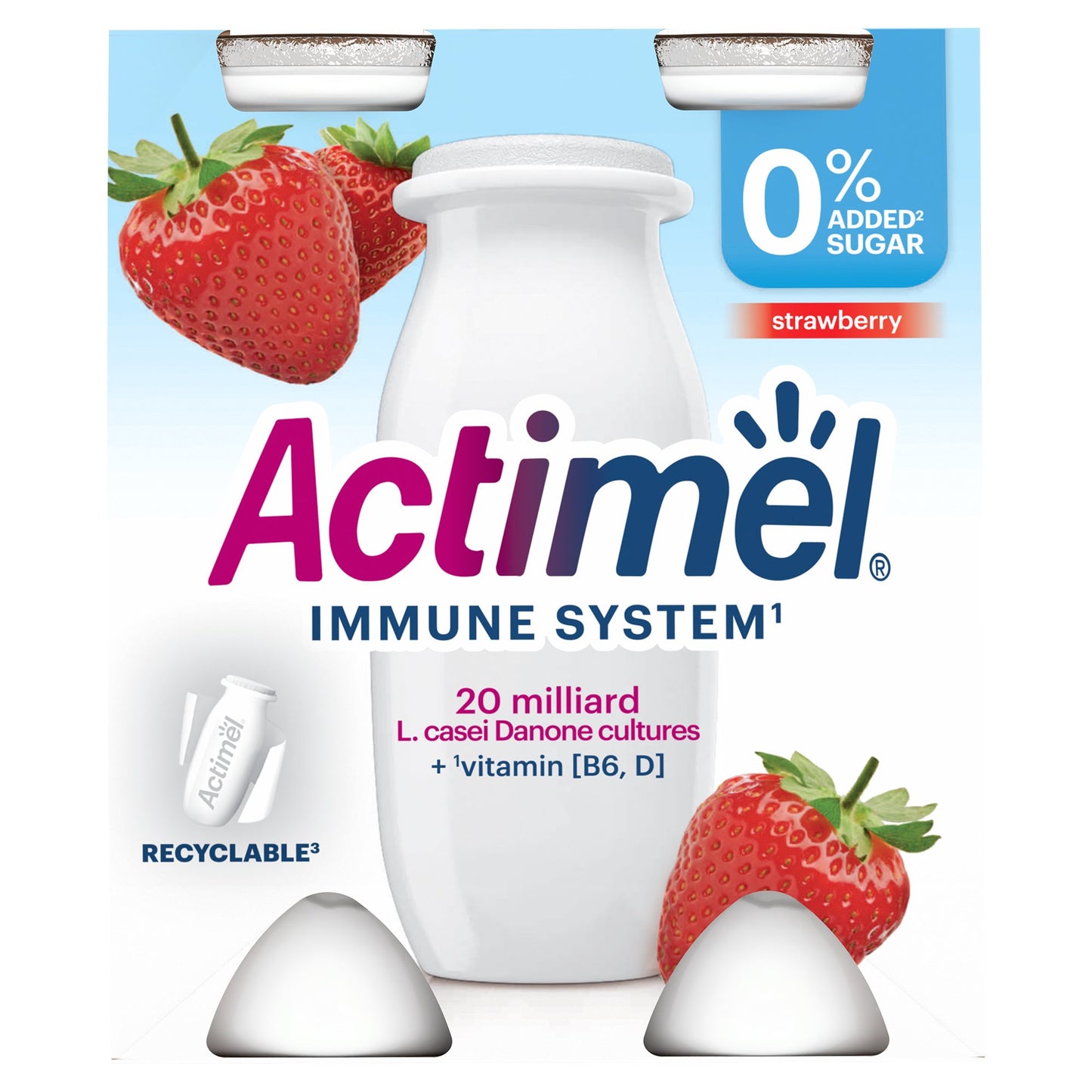 Danone Actimel eperízű sovány joghurtital édesítőszerekkel, B6- és D-vitaminnal (4x100g)