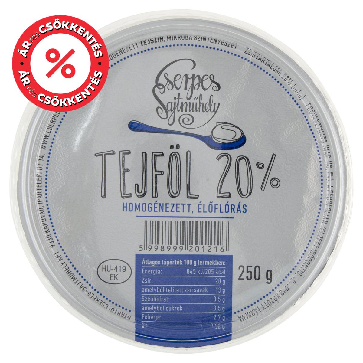 Cserpes Homogénezett tejföl 20%