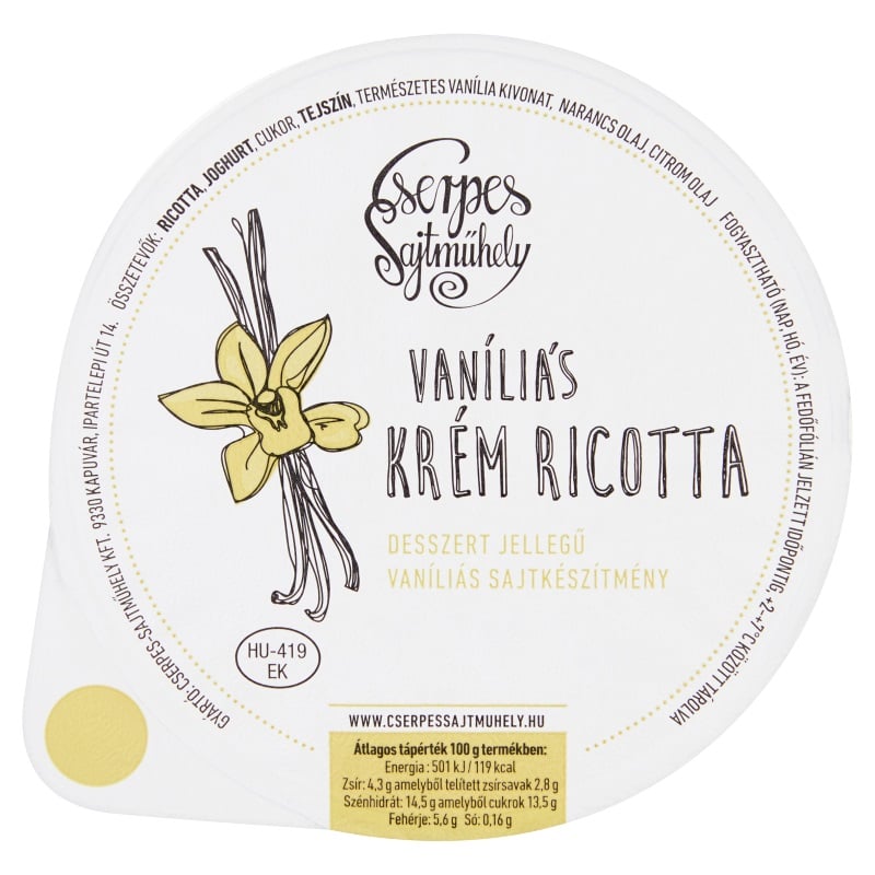 Cserpes Vaniliás krém ricotta